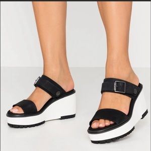 Timberland Koralyn Sandals Woman’s Wedge Leather Buckle Slingback Strap Slip On